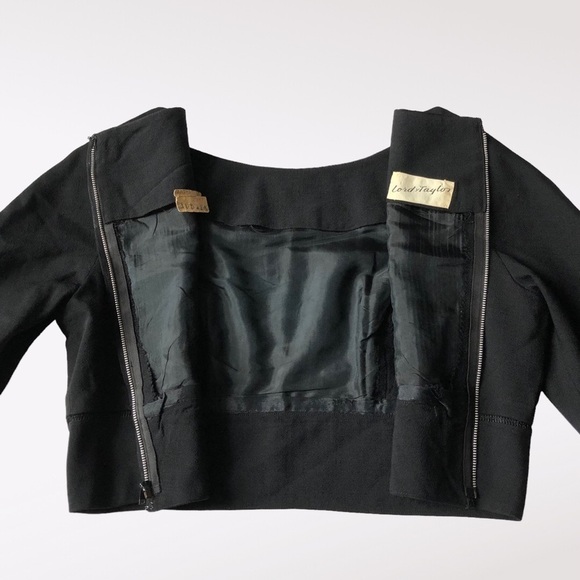 Lord & Taylor Vintage Cropped Black Blouse Structured – 70s Minimalist, Size S - Picture 8 of 15